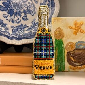 Hand-Stitched Needlepoint Standup - Tartan Plaid Veuve Bottle
